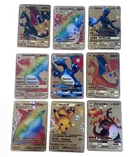 Pokemon Gold Foil Metal Cards Mewtwo Charizard Pikachu New In Plastic LOT Of 9  picture