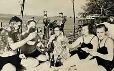 1950s Pretty Young Women Bikini Shirtless Man Picnic Beach Vintage Photo picture