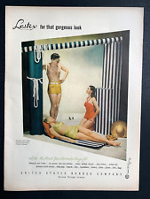 1947 Latex Fabric Vtg Swimsuit Models Print Ad 14
