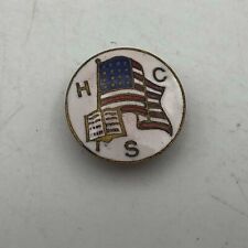 1916 Antique HCS Holy Cross Society American Flag Bible Screwback Lapel Vtg R1  picture
