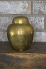 Ginger Jar Urn Etched Vintage Brass Flower Motif Lidded picture