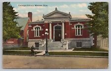 1915 Postcard Carnegie Library Warren Ohio OH Antique Bicycle picture