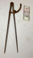 LARGE rare antique 18th century handmade solid wrought iron compass divider tool picture