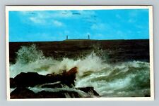Cape Ann MA-Massachusetts Twin Lights on Thacher's Islc1990 Vintage Postcard picture