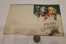 Vintage 1936 Merry Christmas Happy New Year Greeting Card Dogs Puppy Puppies NOS picture