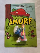 Vintage Hand Painted Smurf Playing Guitar In Original Package  Peyo picture