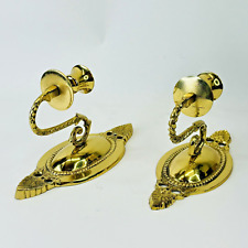 Set of  2 Vintage Wall Sconces  Heavy Brass Victorian Candle Holder Cameo Shaped picture