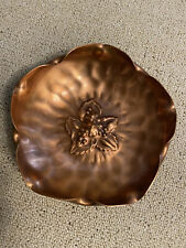 Signed Gregorian Hammered Copper Fruit Bowl Ruffled Edge Flower Cottagecore picture