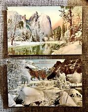 Lot of 2 YOSEMITE In WINTER Postcards Ca 07-15' Cathedral Rocks & Domes Lovely picture