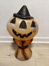Vintage Halloween Empire Pumpkin on Haystack Jack O Lantern Blow Light Mold 14