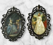 VTG Ornate Italian Frames Brass Oval Wall Victorian Women Art Baroque Set Of 2 picture