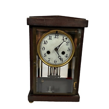 Antique Waterbury Crystal Regulator Clock w/chime. Double barrel Pendulum picture