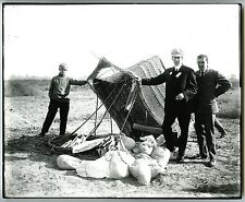 c.1900s EARLY AVIATION with CRASHED HOT AIR BALLOON on GROUND~ANTIQUE 8x10 PHOTO picture