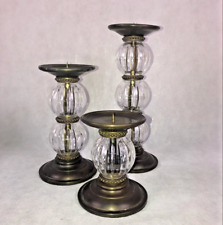 Antique vintage Gorgeous bronze and crystal candle holders set of 3 picture