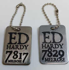 Ed Hardy 7817 & 7829 Melrose Dog/ Bag Tag Key Chain Pendant Brushed Silver picture