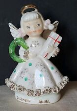 Vintage December Angel of the Month Birthday Girl Figurine Spaghetti Trim As Is picture