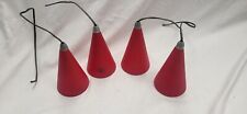 Vianne French RED Art Glass Cone Shaped Light Shade Lamp Fixtures LOT OF 4 picture