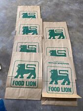 Lot of 7 Vintage Food Lion Paper Grocery Bag / Sacks - Prop Pieces picture