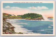 Postcard Bar Harbor, Maine, 1941, Schooner Head Spouting Horn in Action A642 picture