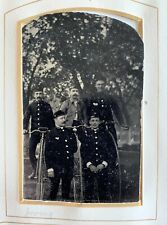 1870-1880's Tintype Photo Men in Uniform Posing with Penny Farthing Bicycles picture