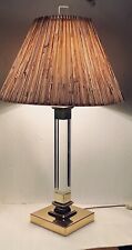 Vintage 26.5” MCM Brass & Lucite Holly Wood Regency Dim/Bright Switch Table Lamp picture