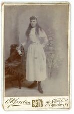 Antique c1880s Cabinet Card Jordan Beautiful Young Girl in Dress Brooklyn, NY picture