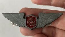 US Space Academy Camp Wings Lapel Tack Pin Metal Silver Tone Red Enamel 1992 Vtg picture