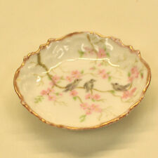 Antique Limoges Butter Pat Dish 1896 Flowers Tree and Three Birds 3