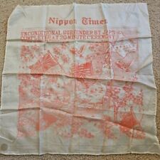VINTAGE 1945 WWII Souvenir Nippon Times Unconditional Surrender by Japan Silk  picture