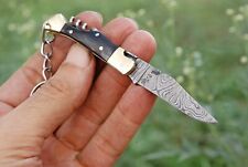 CUSTOM HAND FORGED DAMASCUS Steel Miniature Folding PocKet Knife Key Chain picture