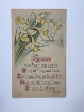 c1909 Vintage Easter Postcard Card Flowers, Lillies, Snow Scene Thomas Blackburn picture