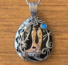FRITZ CASUSE CAROLYN POLLACK STERLING SILVER PENDANT NECKLACE OPAL CORAL BRONZE picture