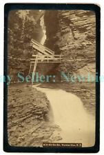 Watkins Glen NY - MINNEHAHA FALLS & STAIRS - c1880s Cabinet Card Photograph picture