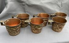 Greek Minoan Brass Cups~Bull Relief~Ancient Reproduction~SET OF 6 Hand Made picture