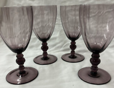 SET OF FOUR Purple / Amethyst Footed Goblets / Glasses 6 1/4