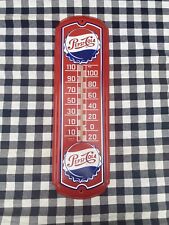 Vintage Pepsi Cola 27” Metal Advertising Wall Working Thermometer picture