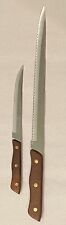Sharp 2 Vintage Rogers Serrated Knives Riveted Wood Handles Mid Century JAPAN picture