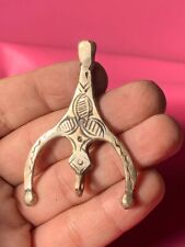EXTREMELY ANCIENT SOLID SILVER ANTIQUE AMULET VIKING RARE HEAVY AUTHENTIC picture