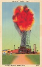 Postcard Oil Well Explosion West Texas Fire Linen picture