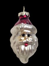 Vintage Blown Glass Miniature Ornament Santa Claus Head Christmas  picture