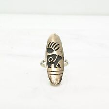 Vintage Hopi Silver Ring Bear Paw Long Oval Sterling Size 10 picture