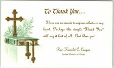 Postcard - Thank you card from Rev. Harold C. Cooper; United Church of Christ picture