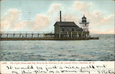 1907 Charlotte,NY The Light House and Fog Horn at the Entrance to the Genesee Ri picture