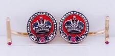 Antique Royal Empire Cufflinks 14k Gold Enamel Diamond -Award by the King c1896 picture