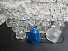 Lot Of 12 Vintage Glass Ink Wells Waterman,Sultana... Crafts, Potion Bottles.... picture