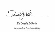 DR DONALD KECK Inventor Low Loss Optical Fiber Cable Autographed Index Card picture