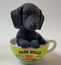 2017 Hamilton Collection KAYOMI HARAI Dachshund Coffee Pups Dark Roast Doxie picture