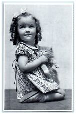 c1930's Cute Little Girl Curly Hair Cat North Shore Animal League Postcard picture
