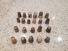 Sterling Silver, Plated Silver, and. 825 Silver Thimbles Lot Of 22 picture