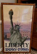 Statue of Liberty Rug Centennial 1886-1986 Mohawk Carpet Vintage Burl Wood Frame picture